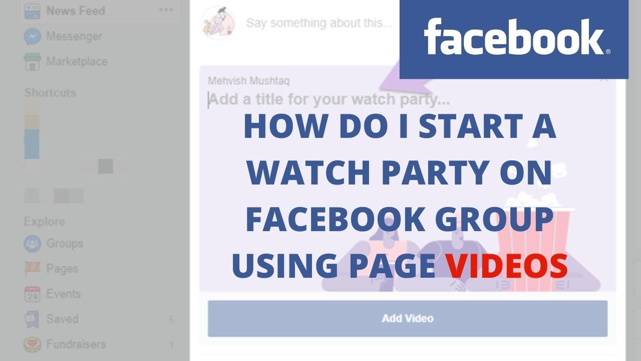 How do I start a watch party on Facebook group using page videos