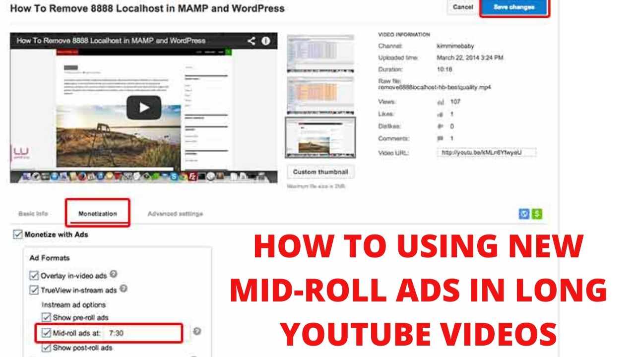 How to Using new Mid-roll Ads in Long youtube Videos