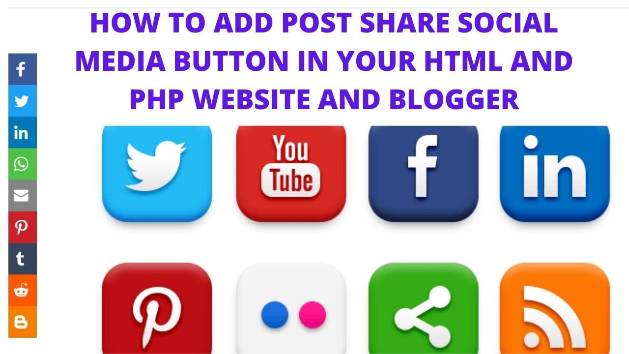 How to add post share social media button in your html and php website and blogger