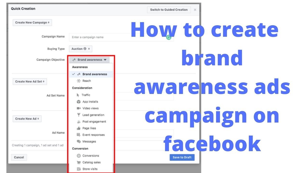 How to create brand awareness ads campaign on facebook