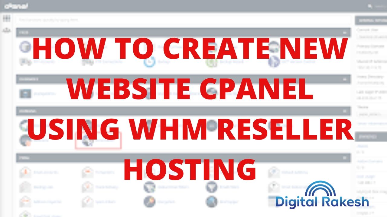 How to create new website cpanel using whm reseller hosting