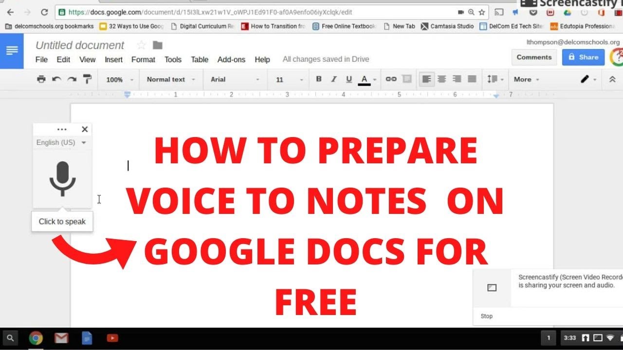 How to prepare voice to notes  on google docs for free
