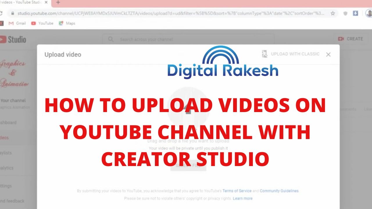 How to upload videos on youtube channel with creator studio