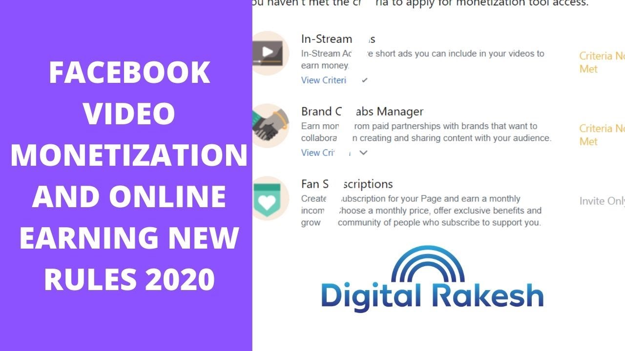 facebook video monetization and online earning new rules